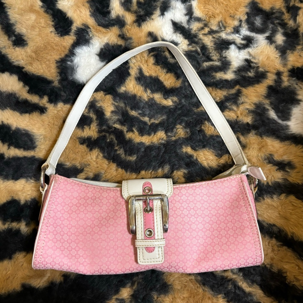 Pink and white Nine West buckle shoulder bag